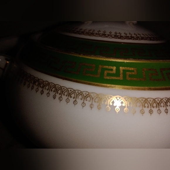 Antique Limoges Tressemanes Vogt France Gold Key Porcelaine Sugar Bowl With Lid - Picture 3 of 11